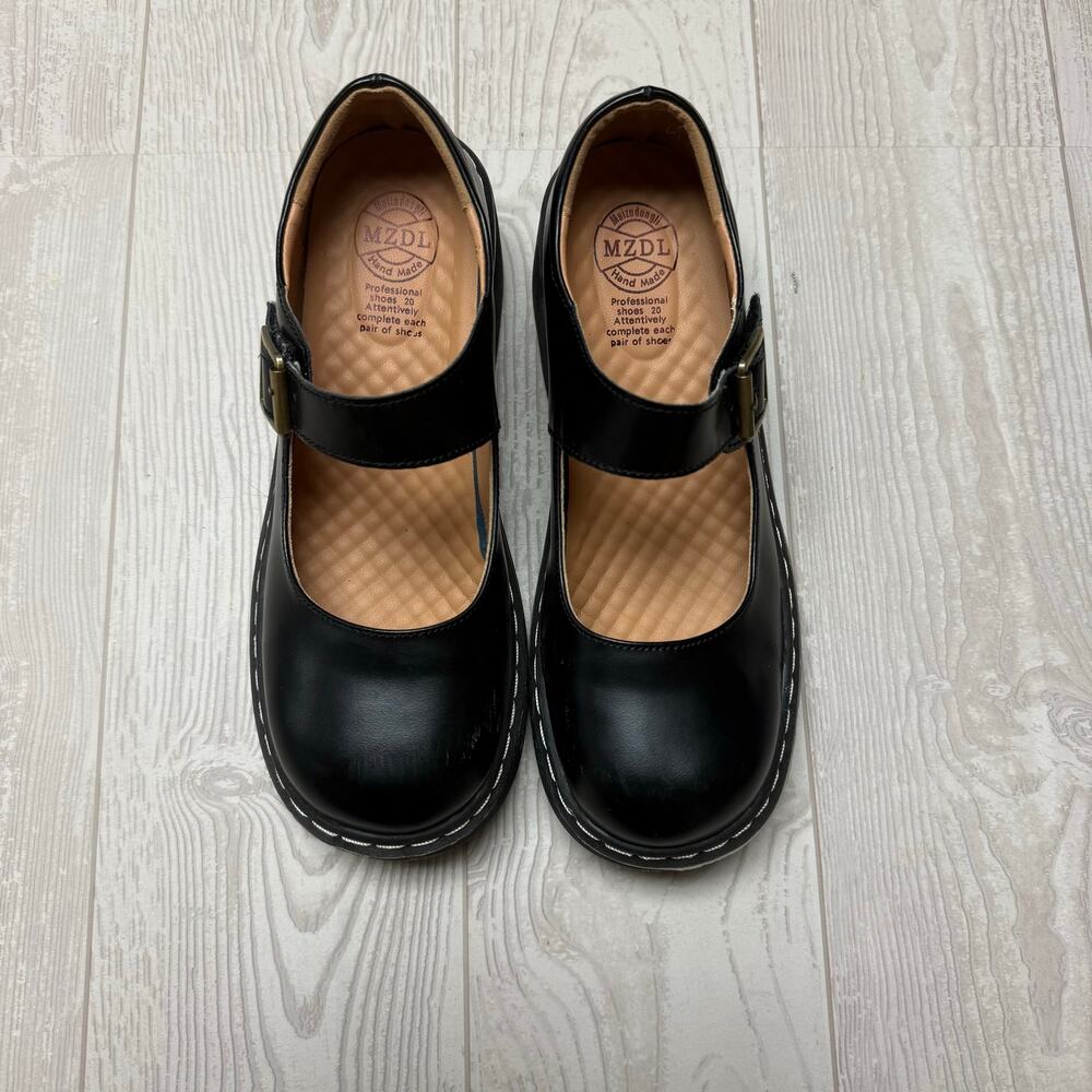 MZDL Mary Jane Shoes Black Chunky Platform Buckle Strap 250 Y2K Goth